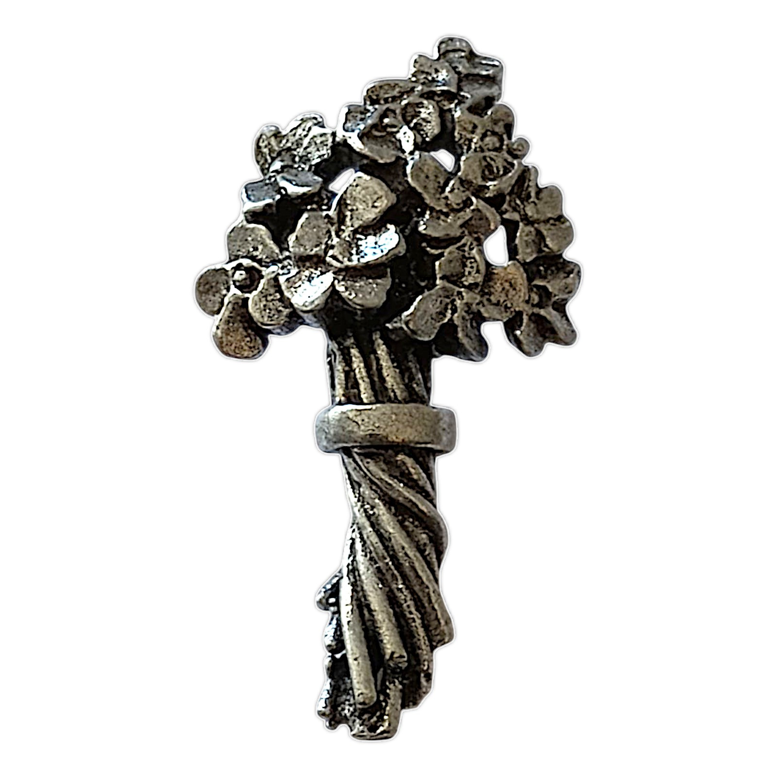 Jim Clift Bouquet Of Flowers Pewter Lapel Pin Tie Tack Brooch Vintage Cottage