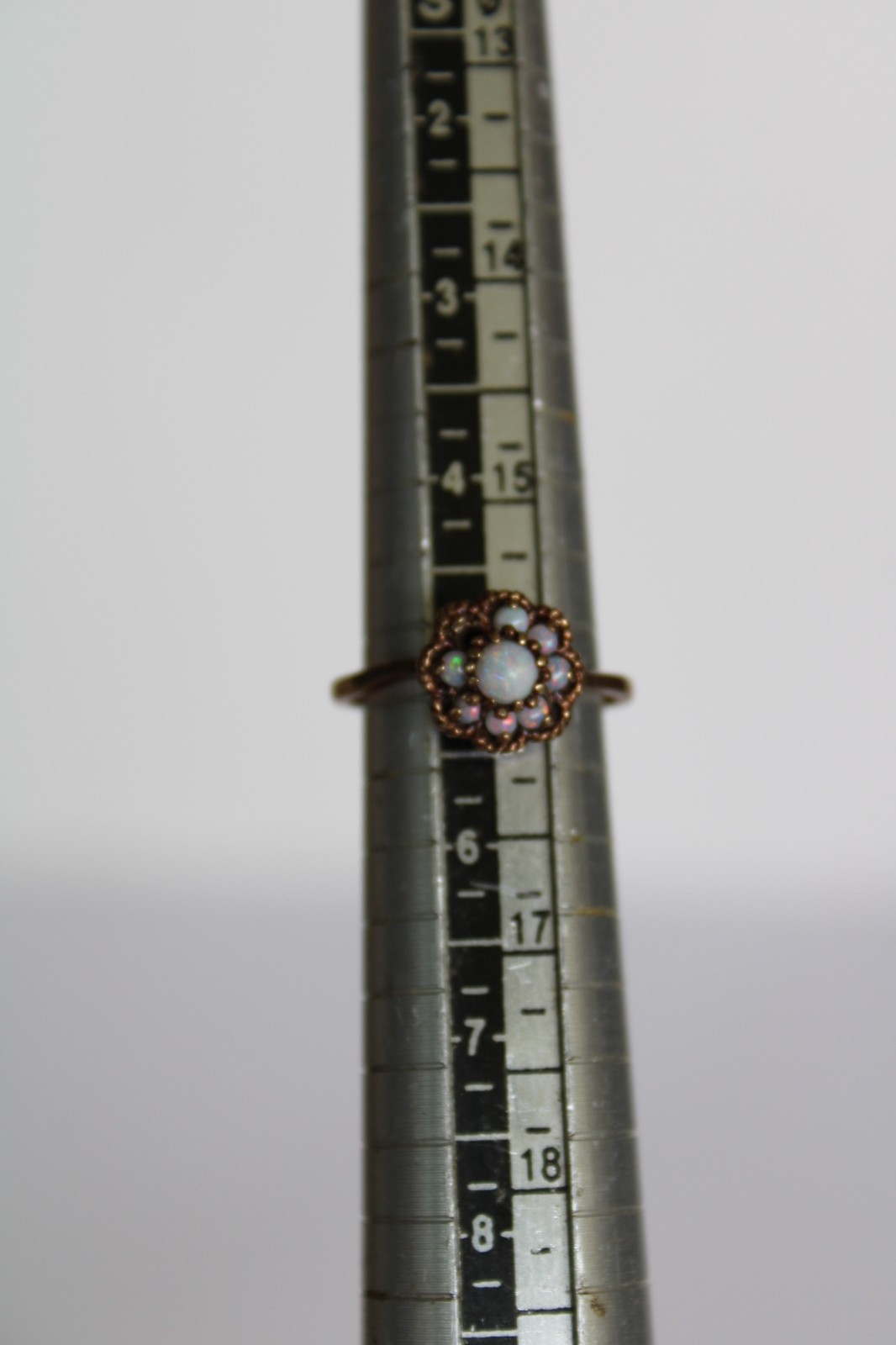 Vtg 10K Yellow Gold & Fire Opal Floral Cluster Ladies Estate Ring, 2.25g -S: 5.5