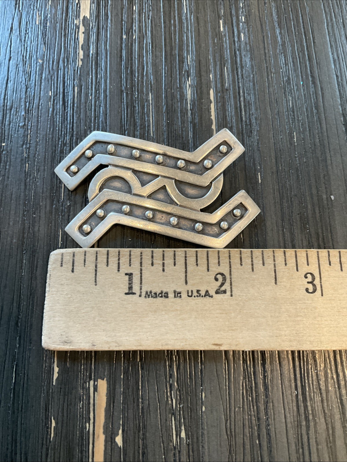 Mid-Century Modern Sterling Silver Pin Taxco Mexico A.P. Alvarez 2.5″ Abstract