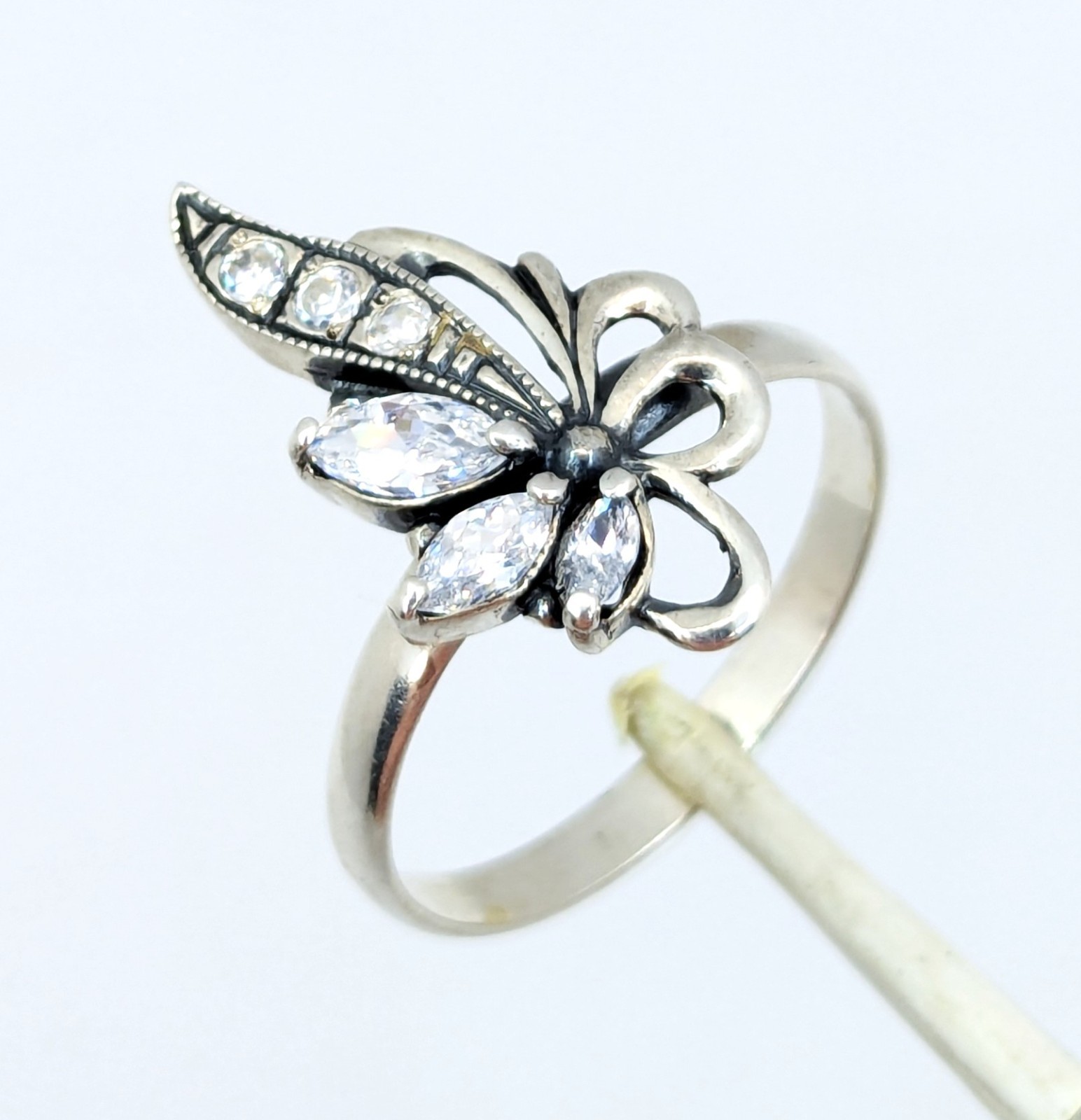 Vintage Luxury RING Silver 925 with Bright Stones-size: 9.5US(19.5mm) Ukraine#79