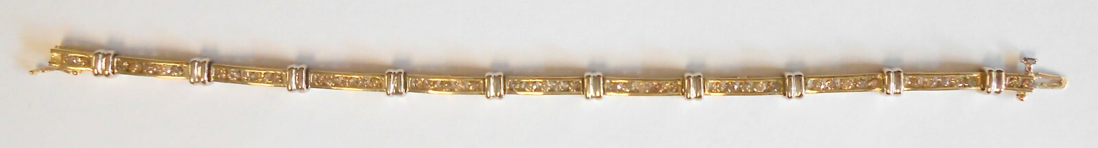 49 Champagne Diamond 14K Yellow & White Gold Tennis Line Heavy Bracelet 6.75″