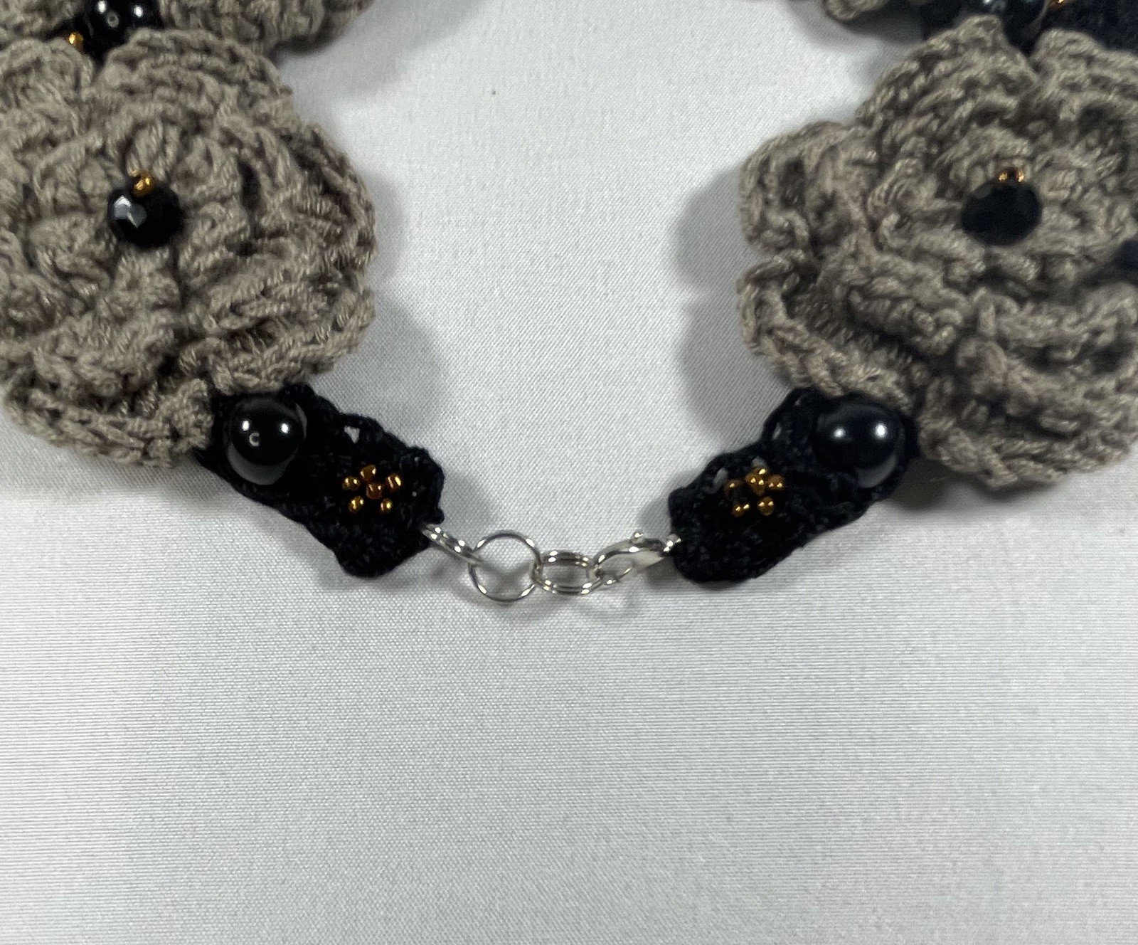 Vintage Handmade Unique Crochet Five Flowers Choker Necklace By Odythia