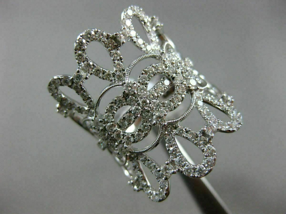 ESTATE EXTRA LARGE 1.53CT DIAMOND 18KT WHITE GOLD 3D OPEN CROWN TEAR DROP RING