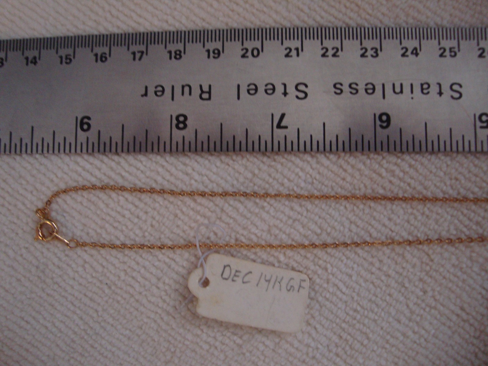 Vintage 14K Gold Filled Solitaire Pendant Faux Diamond Signed DEC with 17″ Chain