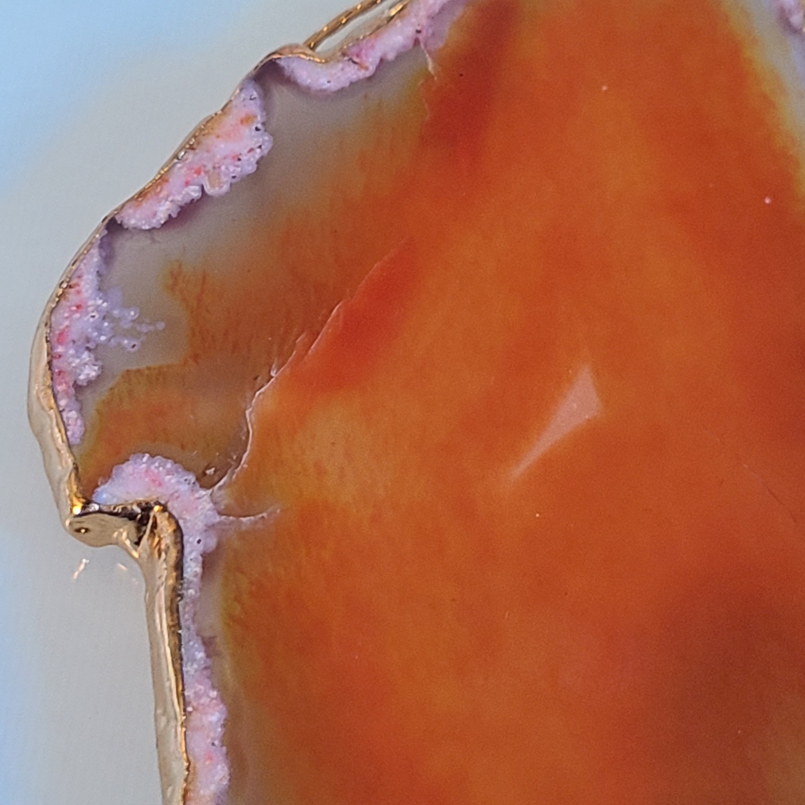 Extra Large Red Agate Geode Slice Pendant VINTAGE WITH 925 SNAKE CHAIN 32 INCHES
