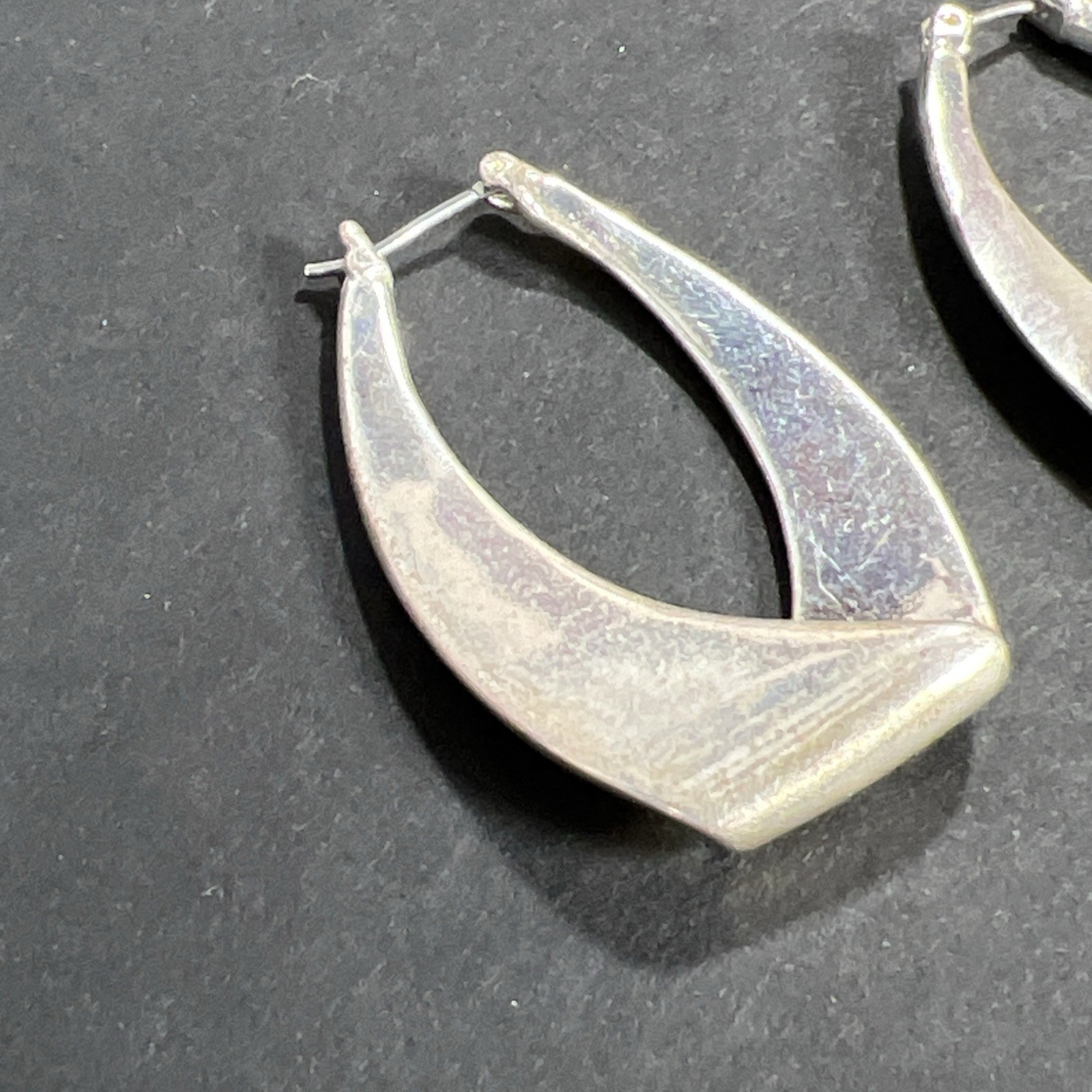 Twisted U-Hoop Earrings Dangle Drop Silver Tone Vintage