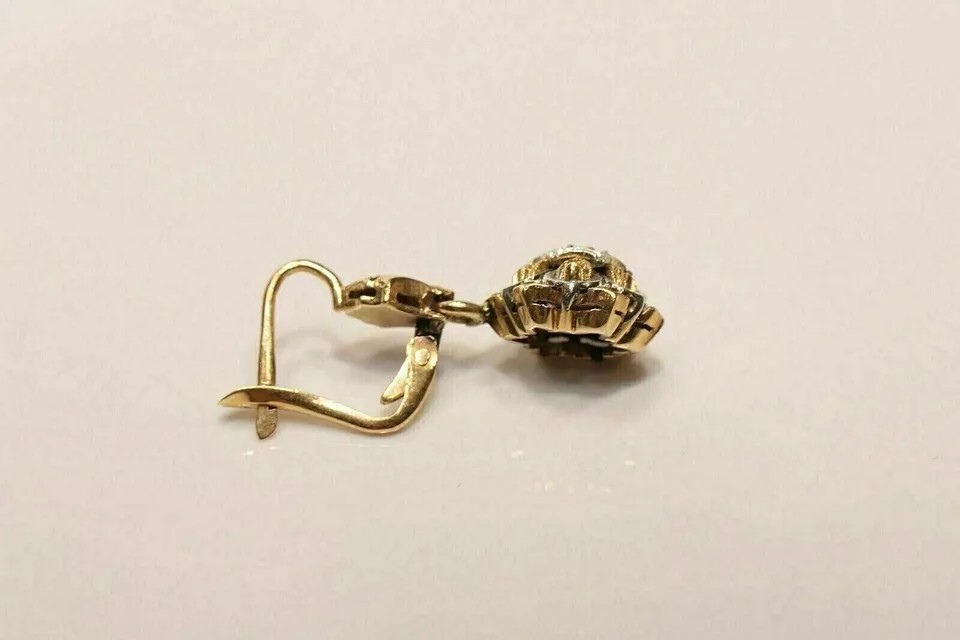 Art Deco Round Cut Lab Created Diamond Wedding 14K Yellow Gold Filled Earrings