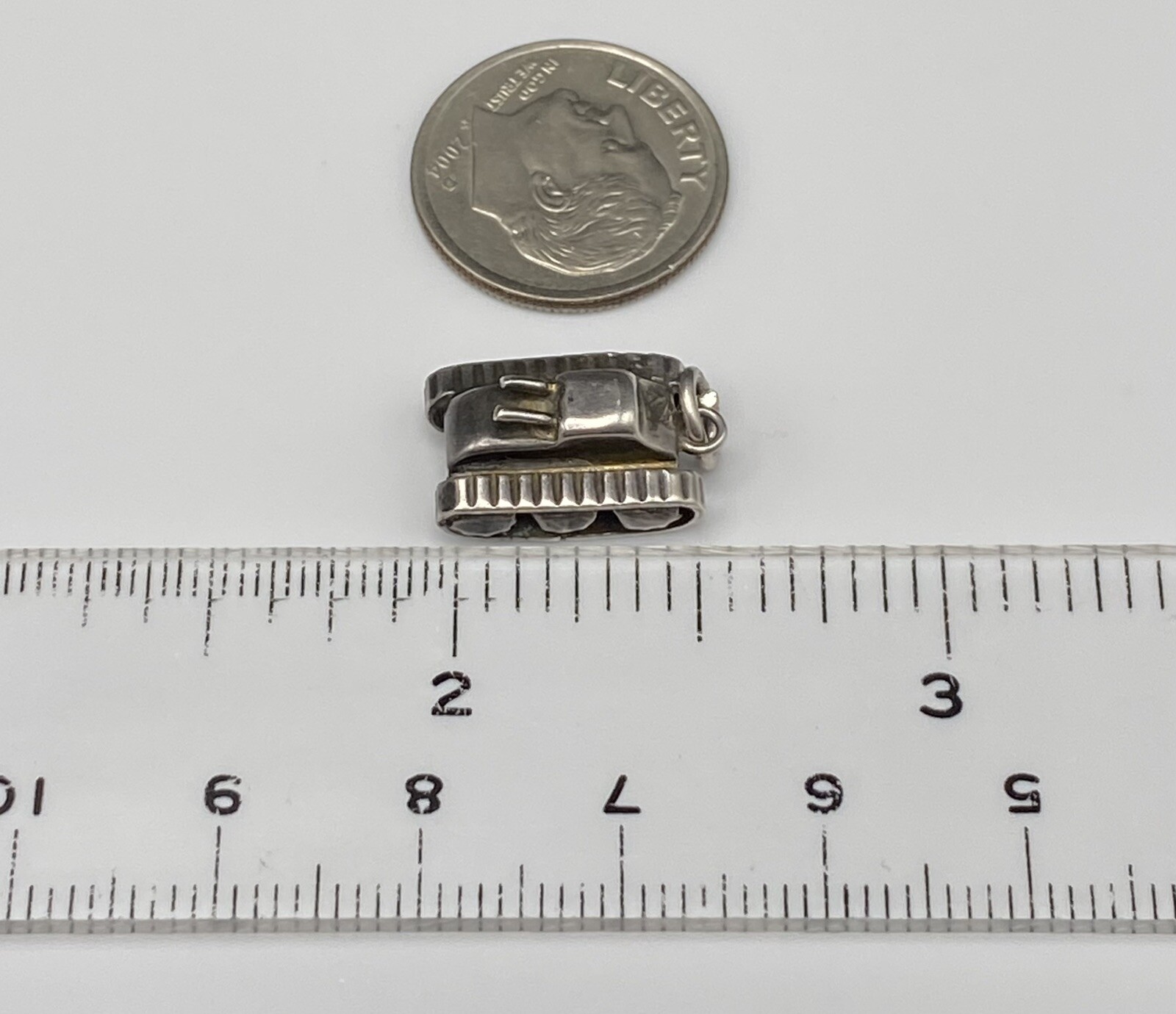 Vintage Sterling Silver Military Army War Tank Guns on Top Nice Detailed Charm