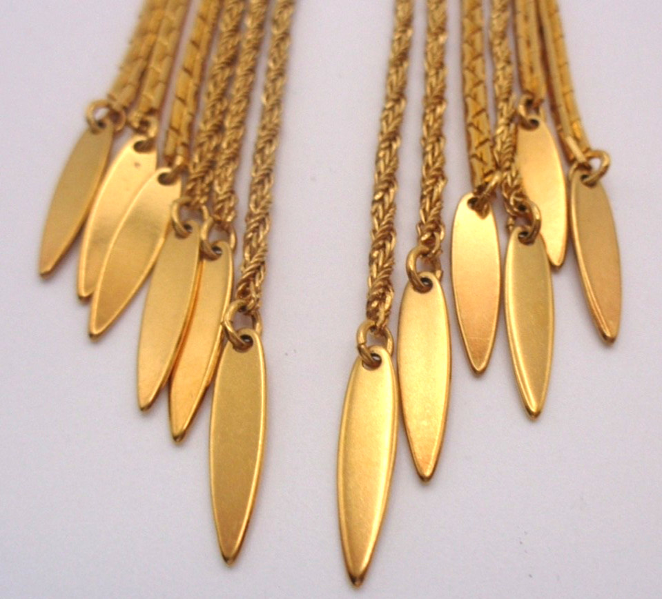 Vintage Monet Multi Strand Gold Tone with Chain Dangle Statement Choker Necklace