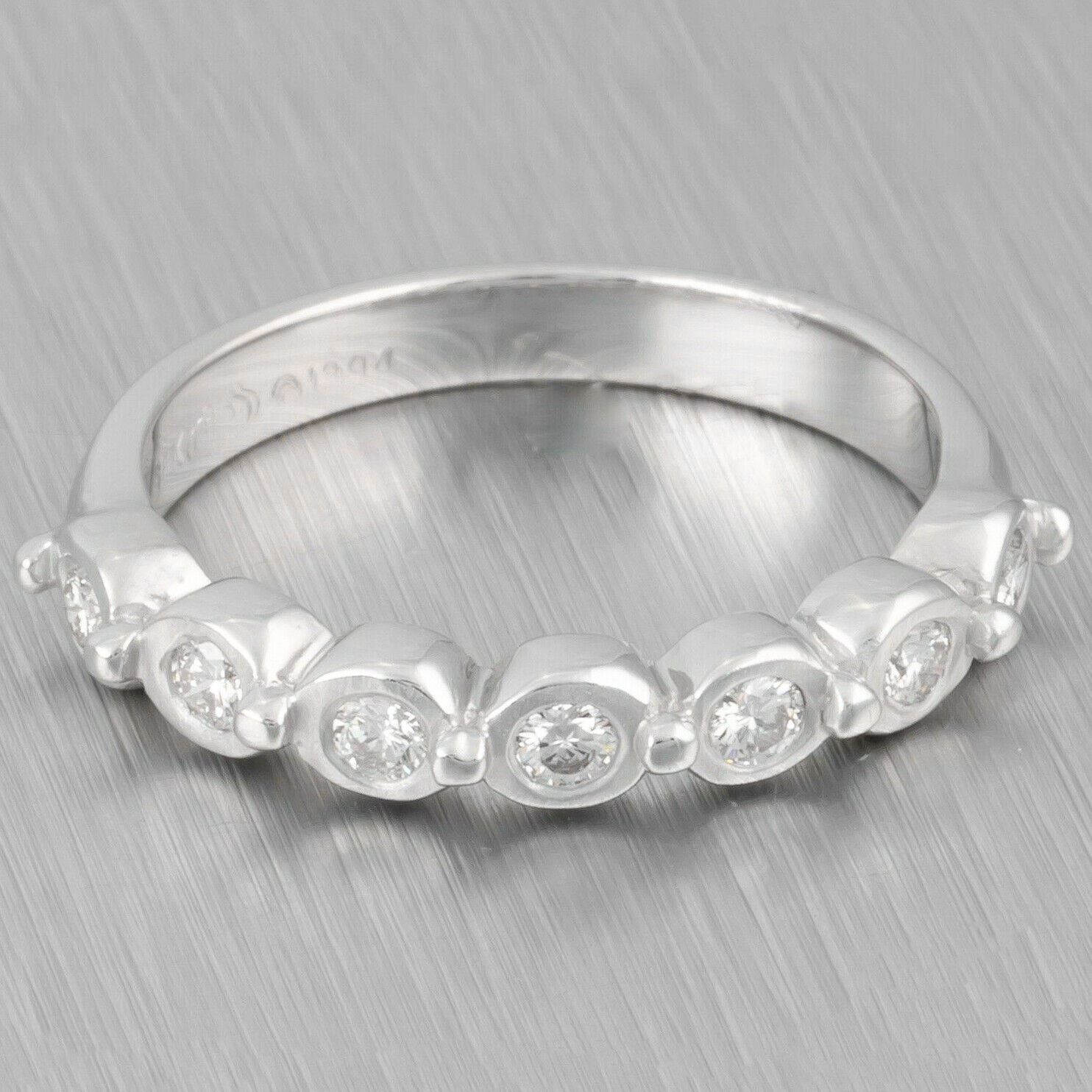 Doris Panos 18k White Gold 0.35ctw Diamond Wedding Band Ring 3.4g