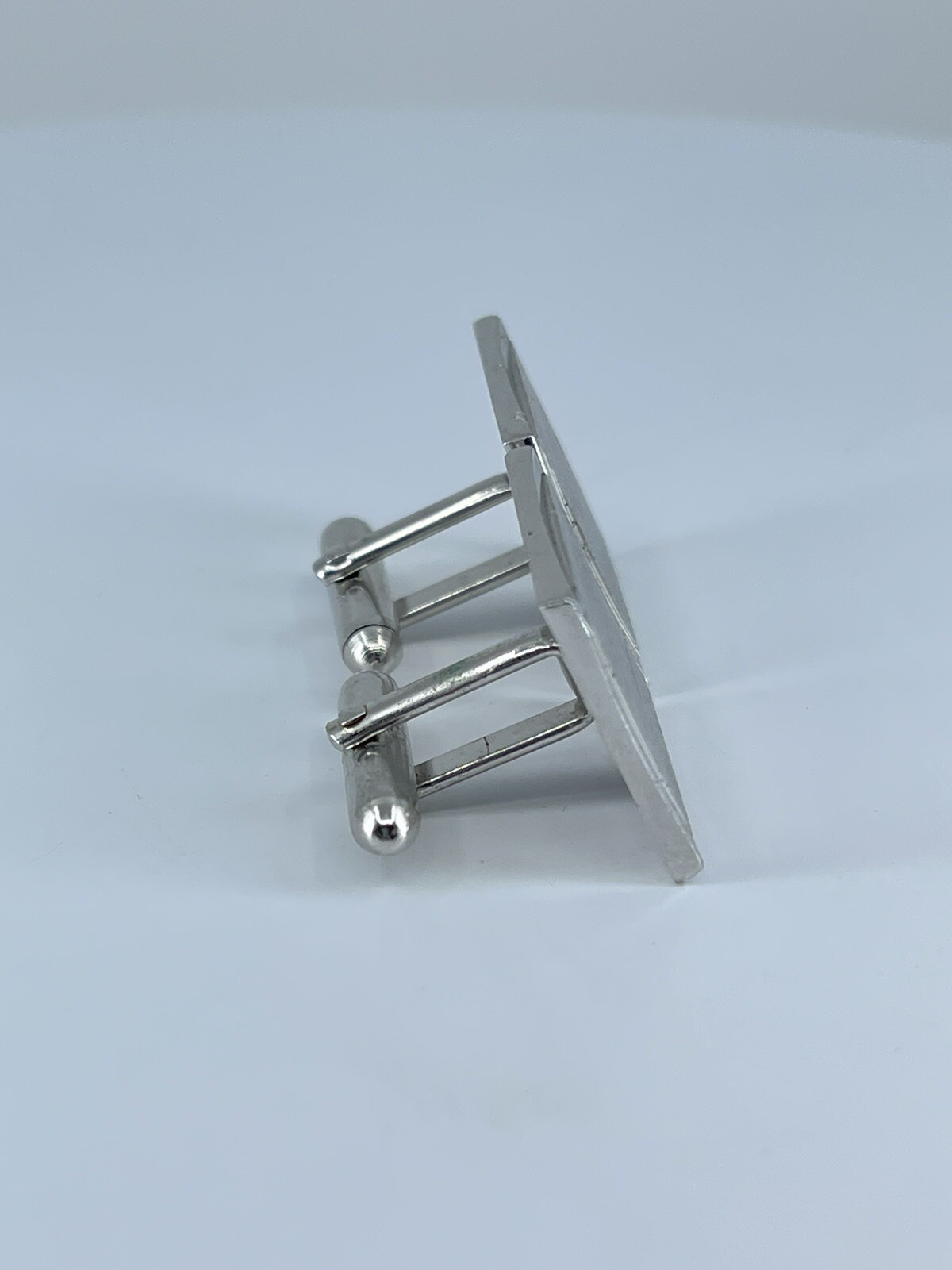 Vintage Swank cufflinks brushed and polished silver tone square design 3/4″