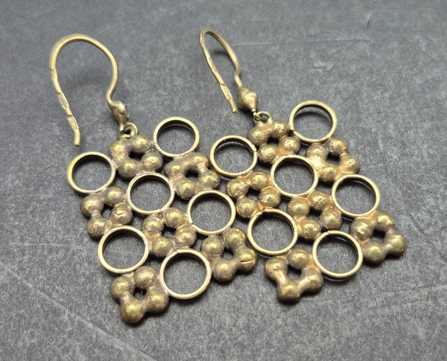 Vintage Soviet 875* Silver Earrings with USSR Stones, Women’s Jewelry