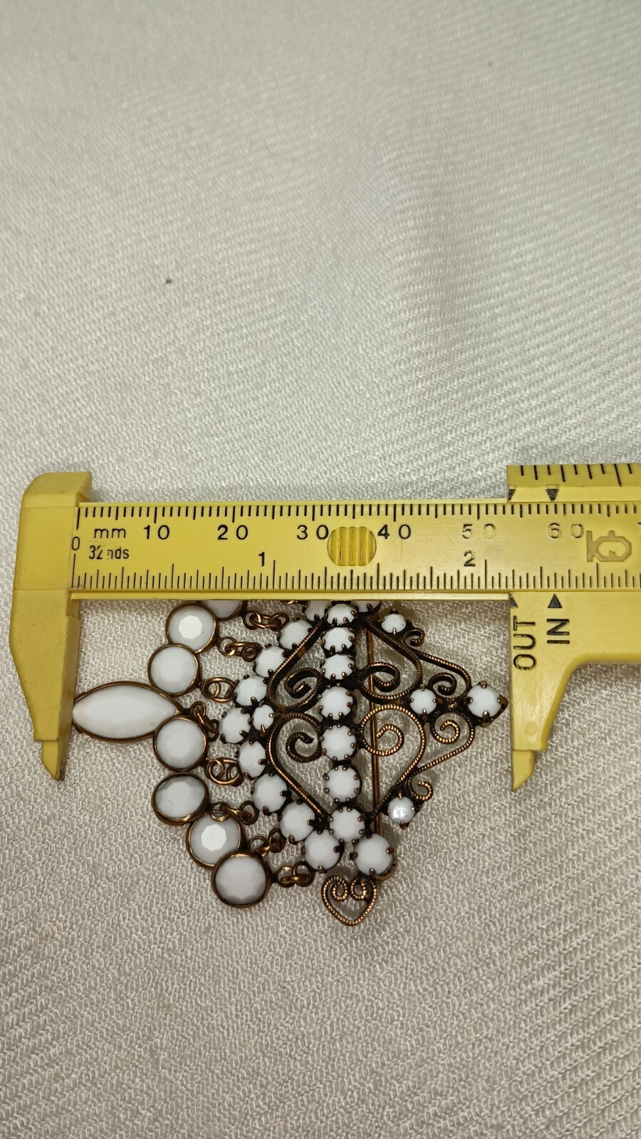 Vintage Juliana Delizza and Elster White Milk Glass Waterfall Pin Brooch