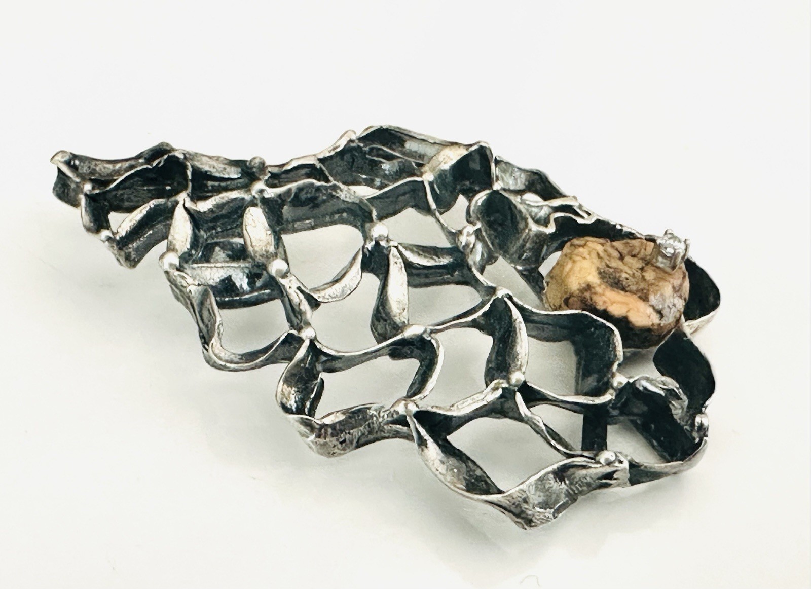 Sterling Silver 925 Abstract Vintage Modernist Retro Pendant Handmade Hallmarked
