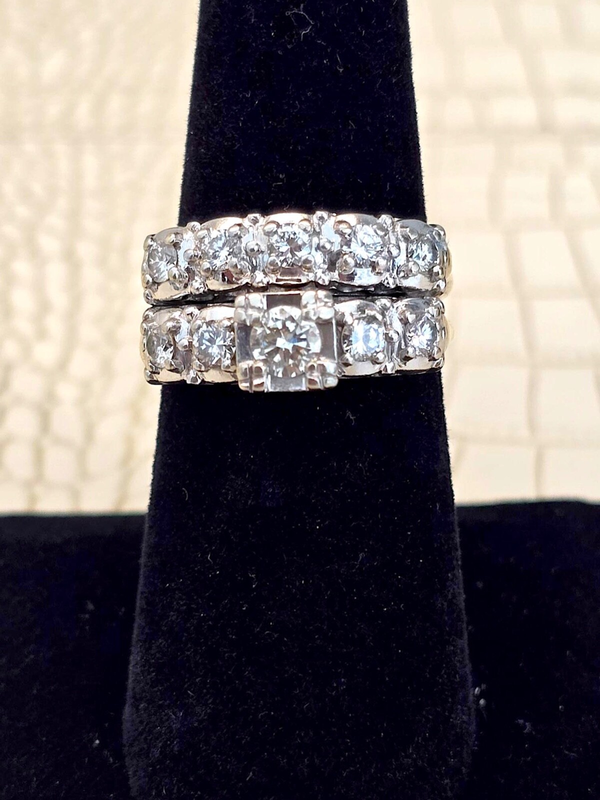 Rare Vintage “Unused” Diamond Ring Set (Approximations) about 1 ct. Size 7.5