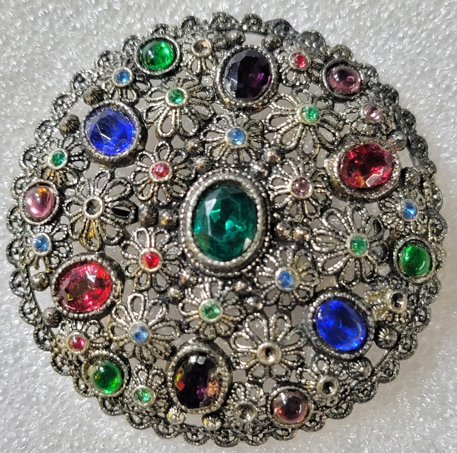 Art Deco Multi Colored RS New England Glass Works NE/Chalice Signed Brooch