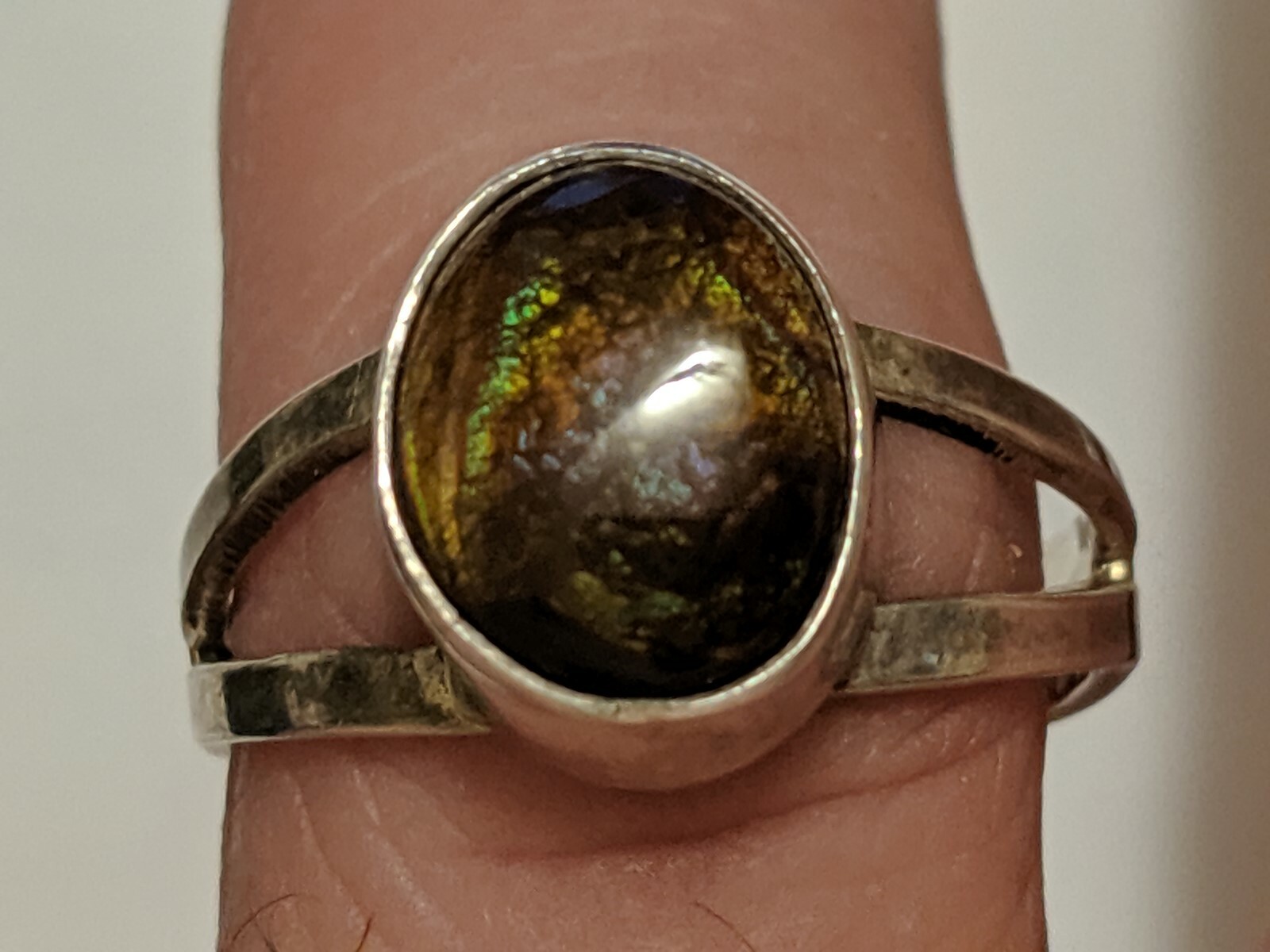 VINTAGE FIRE AGATE RING STERLING SILVER 925 ABOUT SIZE 9 1/4