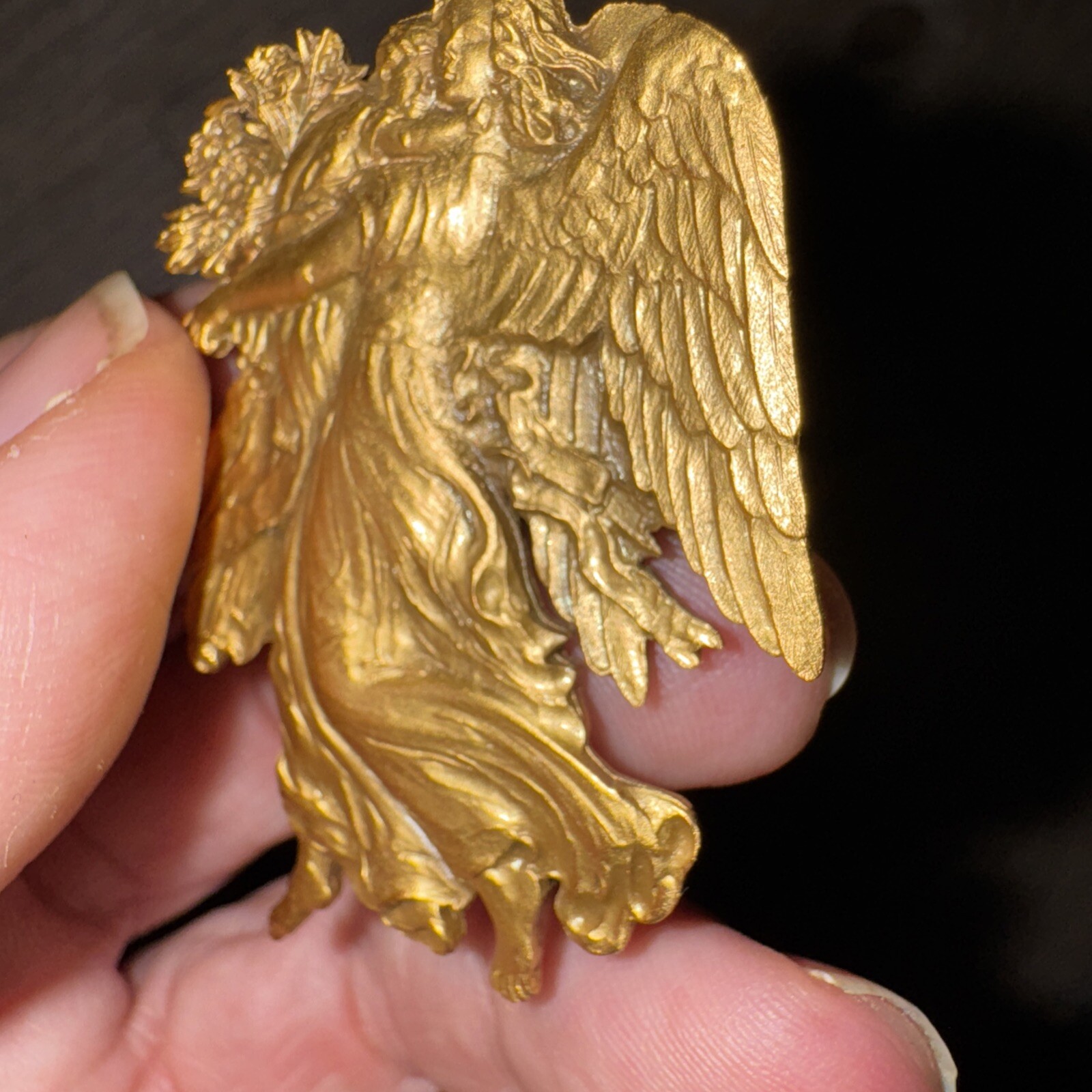 Guardian Angel Brooch SPNEA Gold Tone Society for Preservation New England 2”