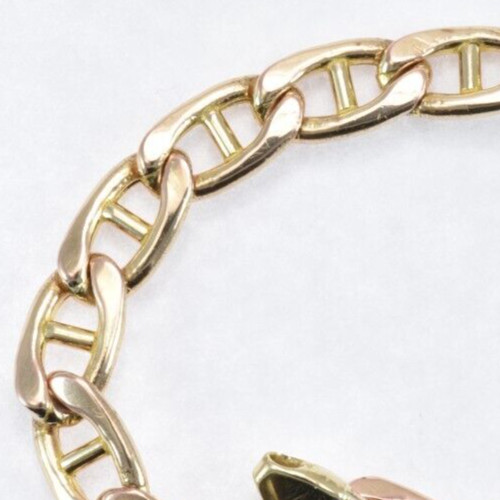 14k Yellow Gold Anchor Mariner Link Bracelet by Aurafin Heavy Hollow Link