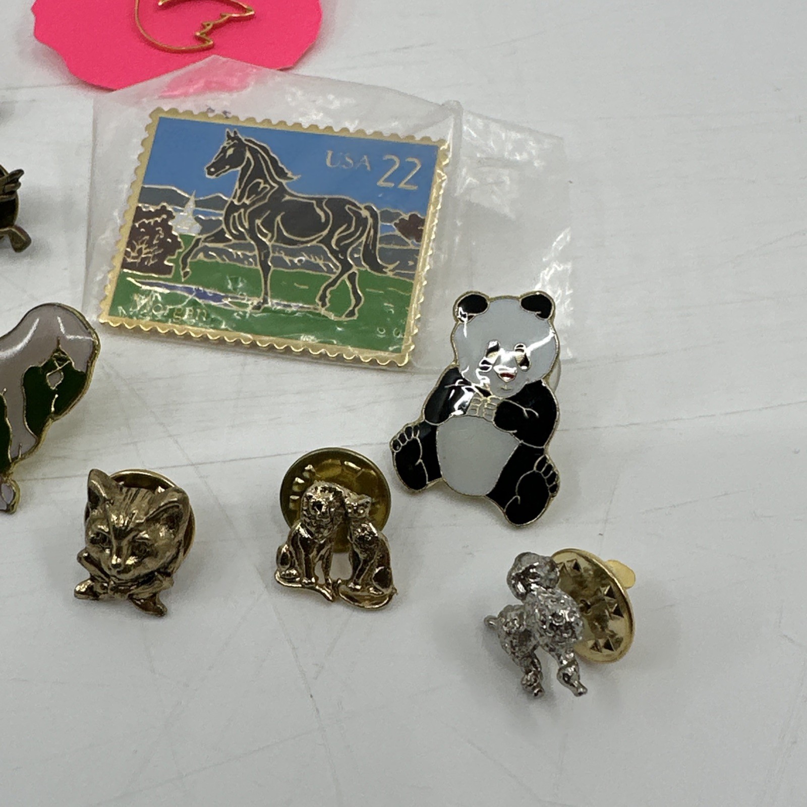 Vintage Animal Enamel Pin Lot Birds Panda Wildlife Cloisonne Gold (PIN-1)