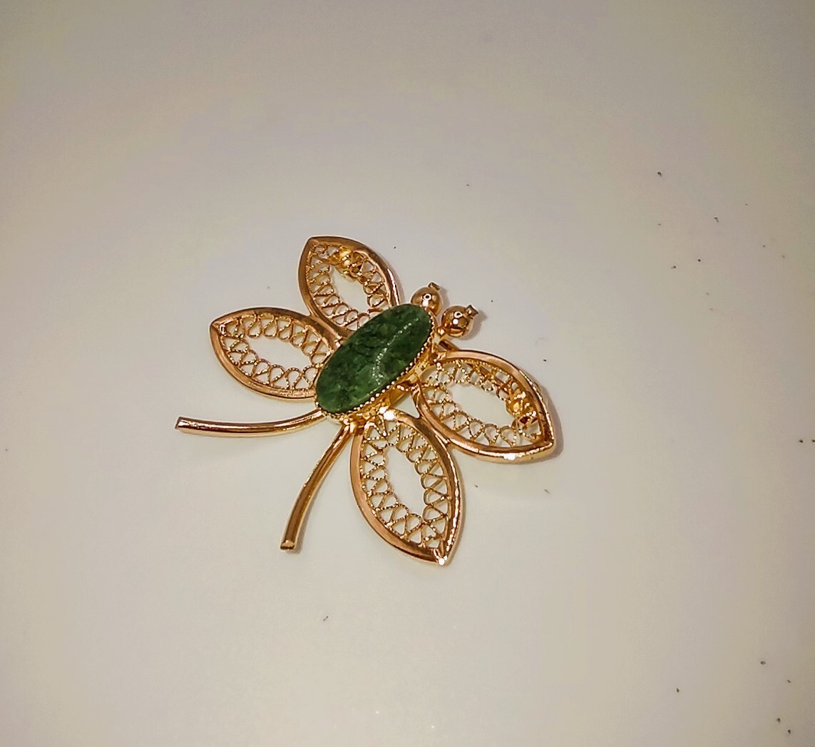BUTTERFLY PIN CHRYSOPHASE 12k Gold Filled Unmarked Beautiful Delicate VIDEO