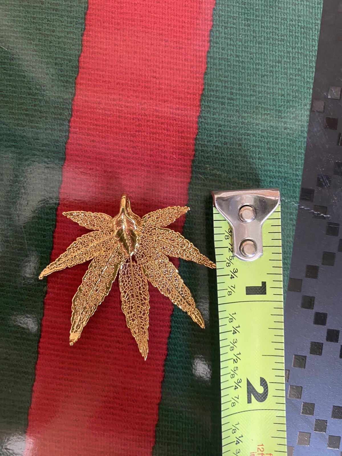 Vintage Gold Plated Dipped Japanese Maple Cannabis Leaf Pendant 1.75”