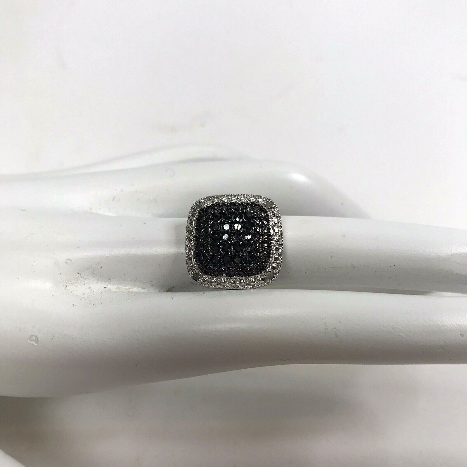 Vintage Sterling Silver Ring 925 DBJ Marcasite Diamond Pave Square Decco Sz 6