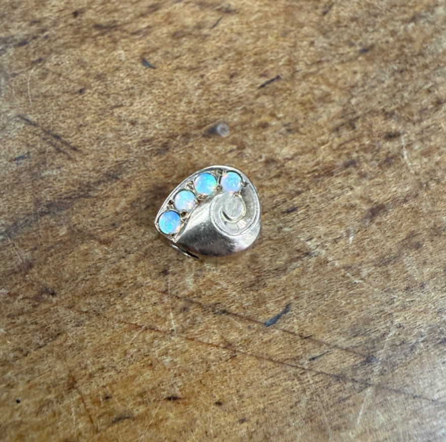 Antique Victorian Era 14k Yellow Gold & Opal Slide Pendant Charm
