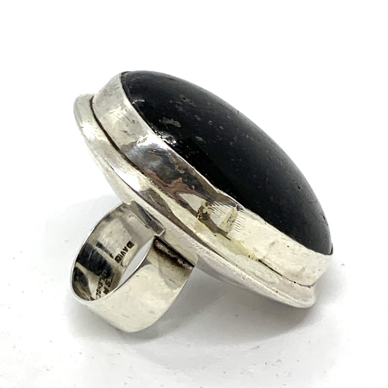 David San Miguel Allende Mexican Sterling Silvet Black Coral Huge Ring Sz 7.25.