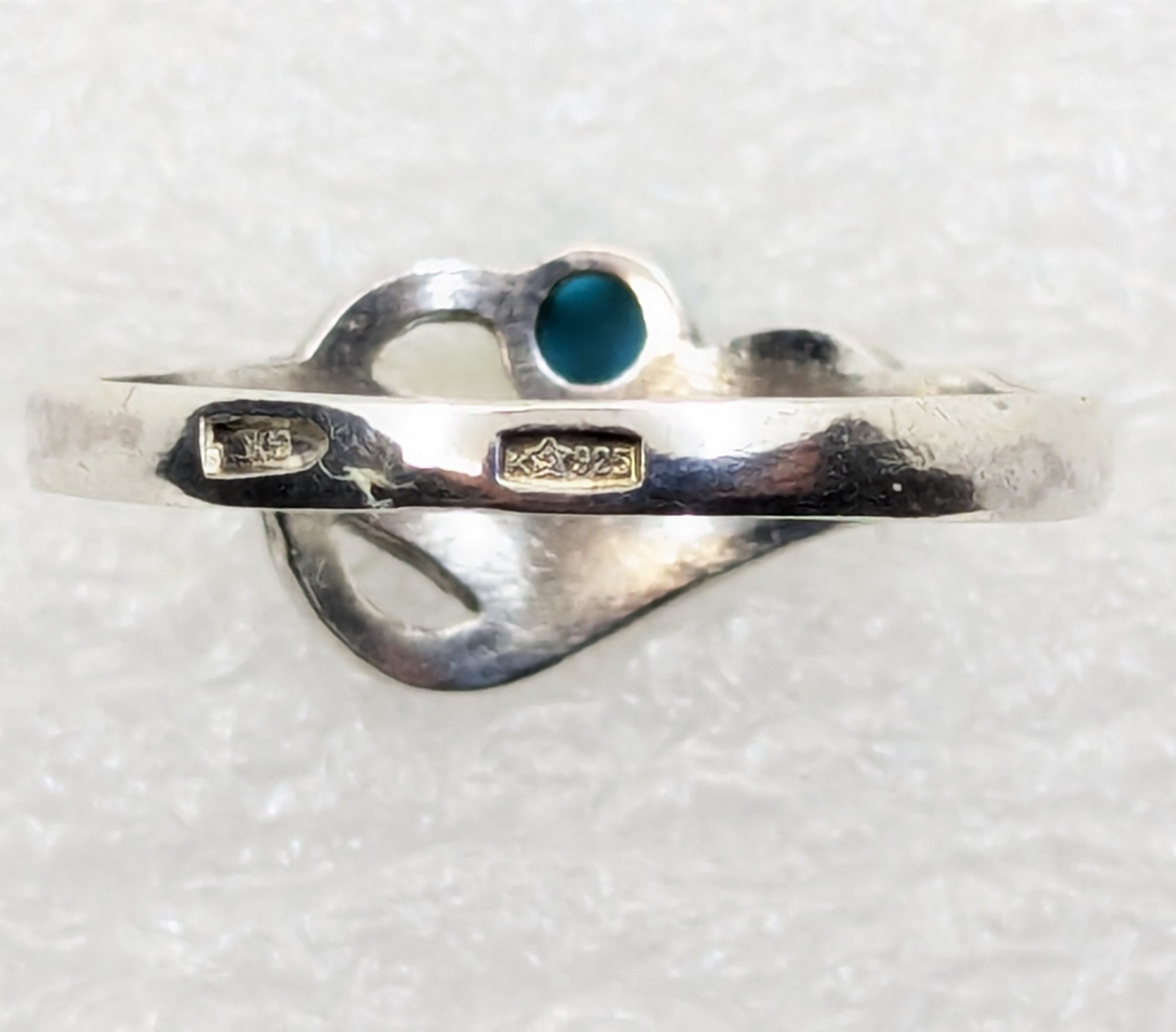 Vintage Soviet RING Silver⭐925 mark USSR with Turquoise-size: 8.5US (18.5mm) #19