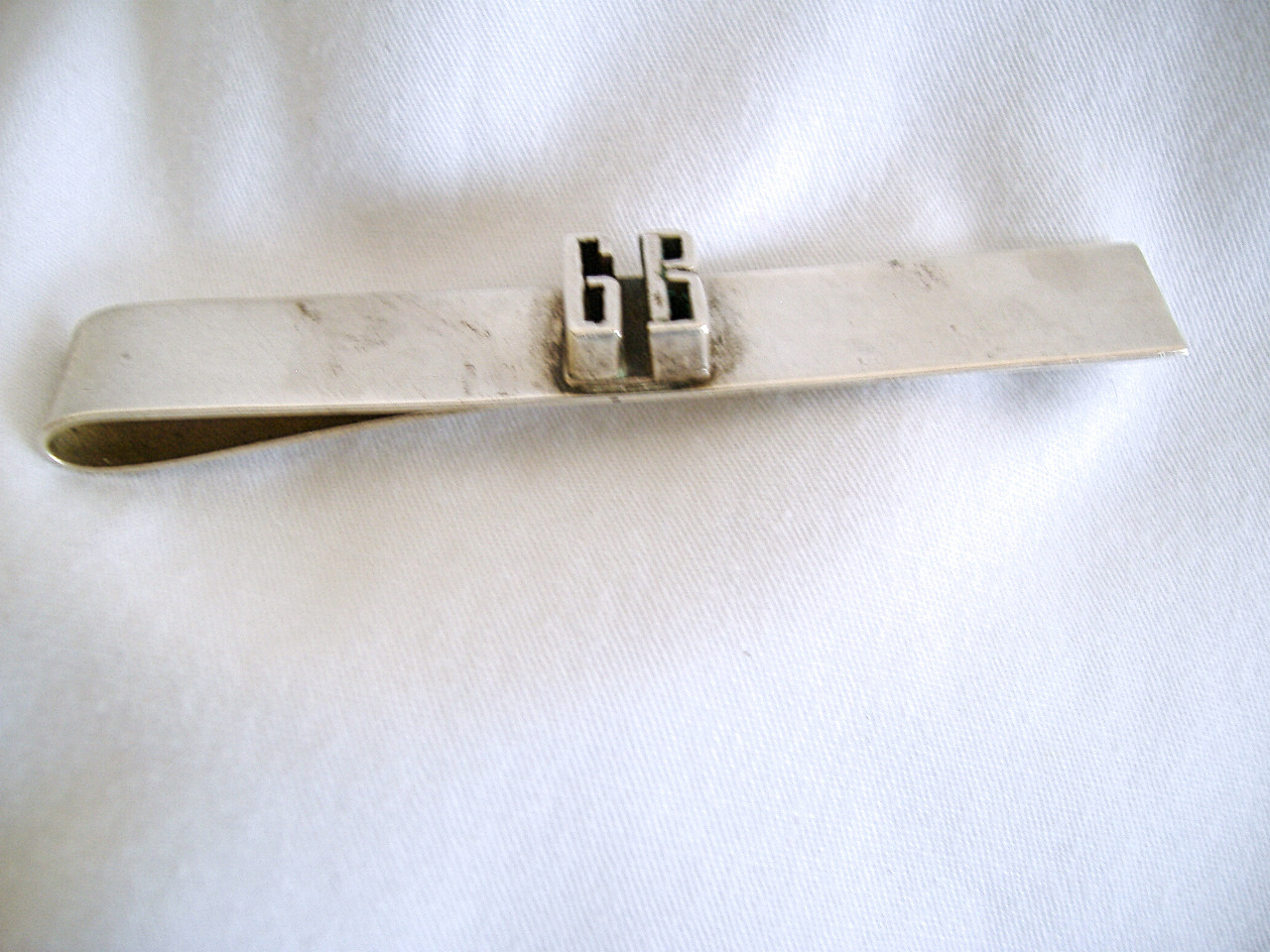 Antique Sterling Silver Money Clip W/ Raised Initials “G B” Green Backs?