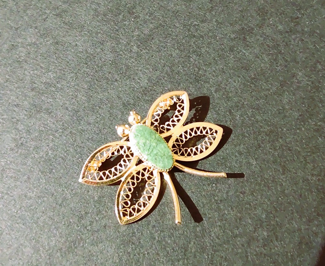BUTTERFLY PIN CHRYSOPHASE 12k Gold Filled Unmarked Beautiful Delicate VIDEO