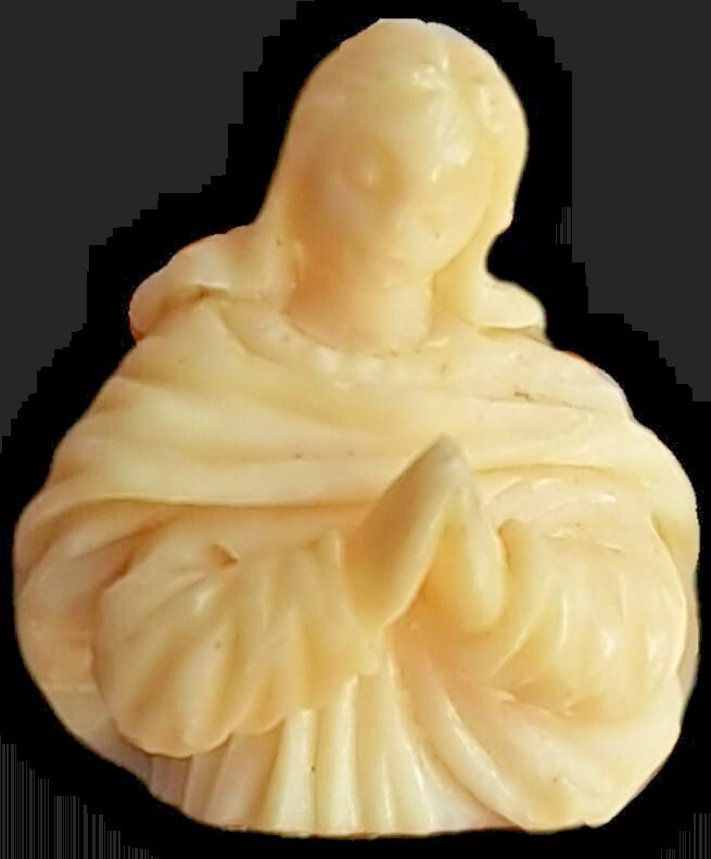Antique Art Nouveau 18K Gold Virgin Mary Pendant Rose Cut Diamonds c1900
