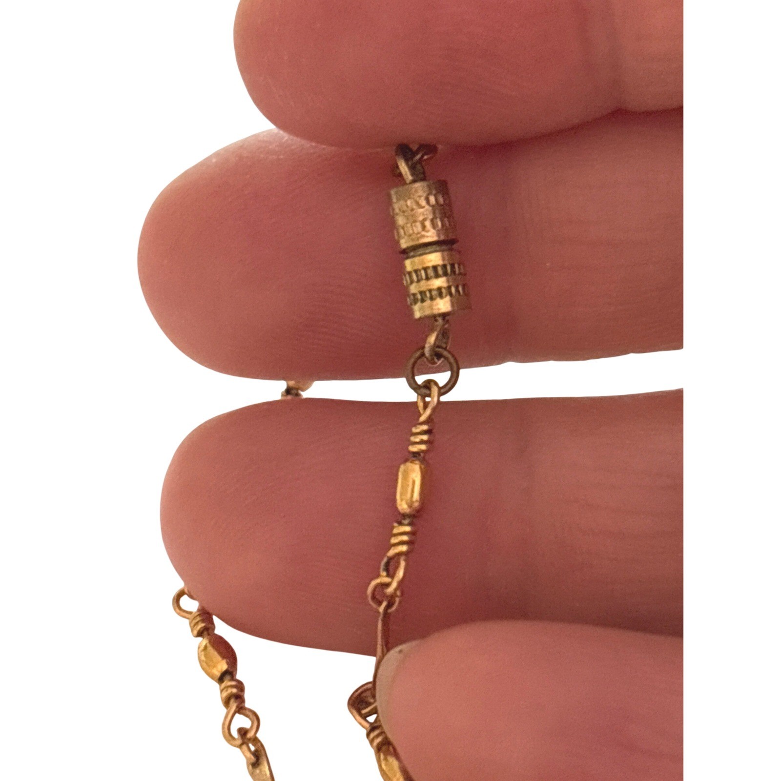 Antique VICTORIAN watch fob on a Victorian necklace Etched Bar Link Chain