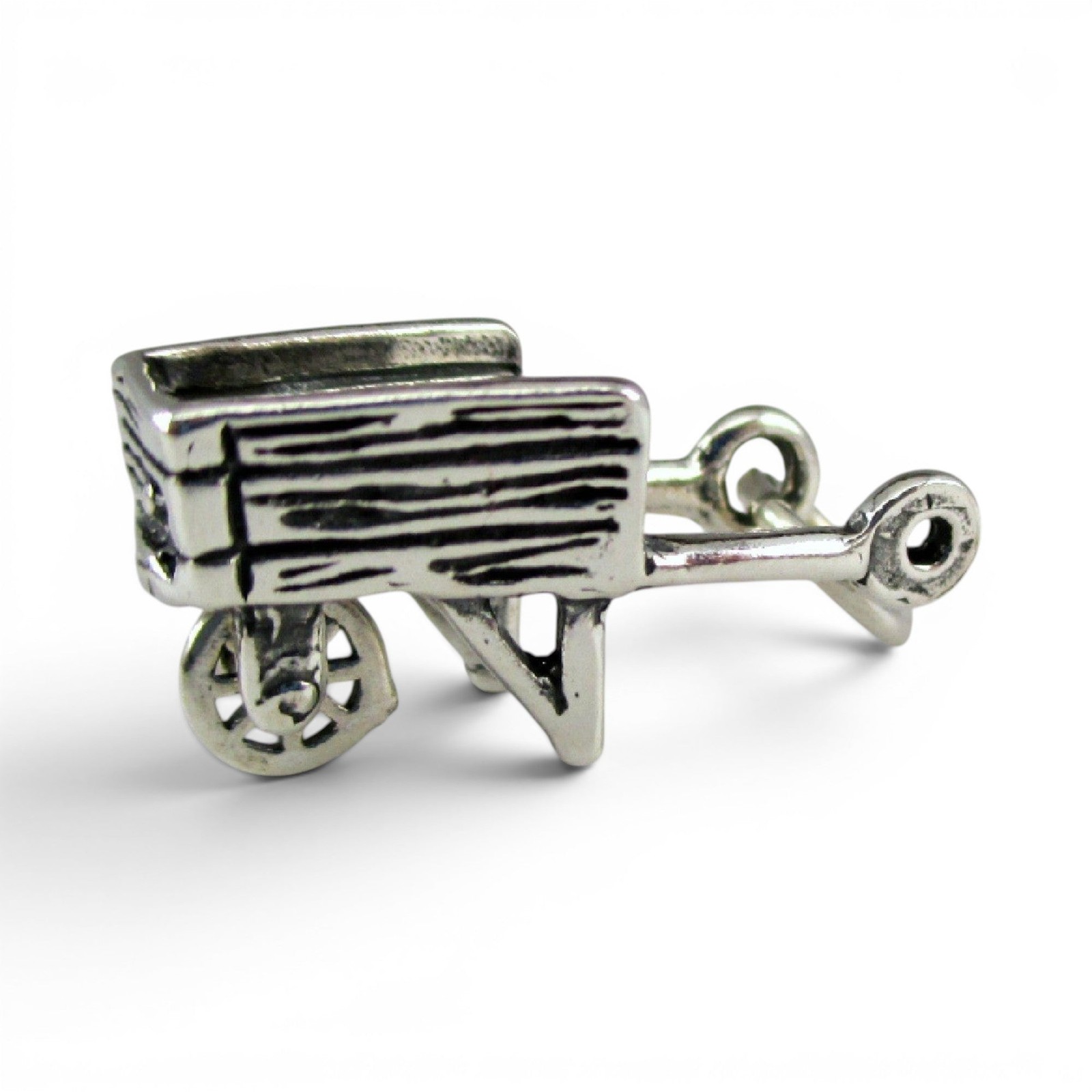 Sterling Silver or Gold Vermeil Wheelbarrow Charm for Bracelet 3D Gardener Gift