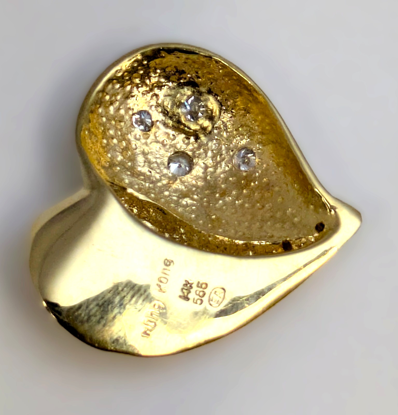 14K Gold & Diamond Heart Pendant, 1” by 7/8”