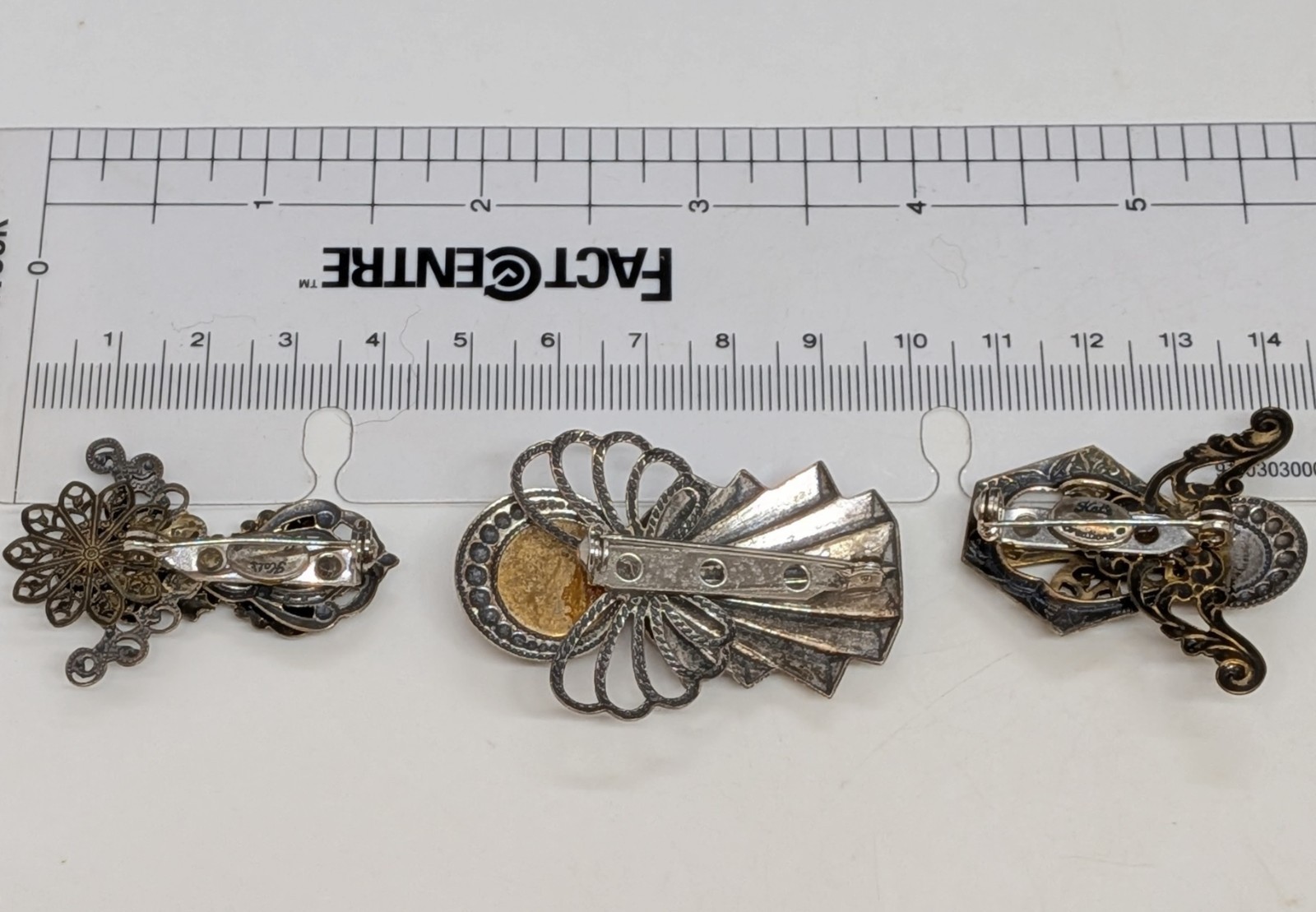 Vintage Signed Kat’s Creations Angel Brooches Set Christmas Themed Mixed Metal