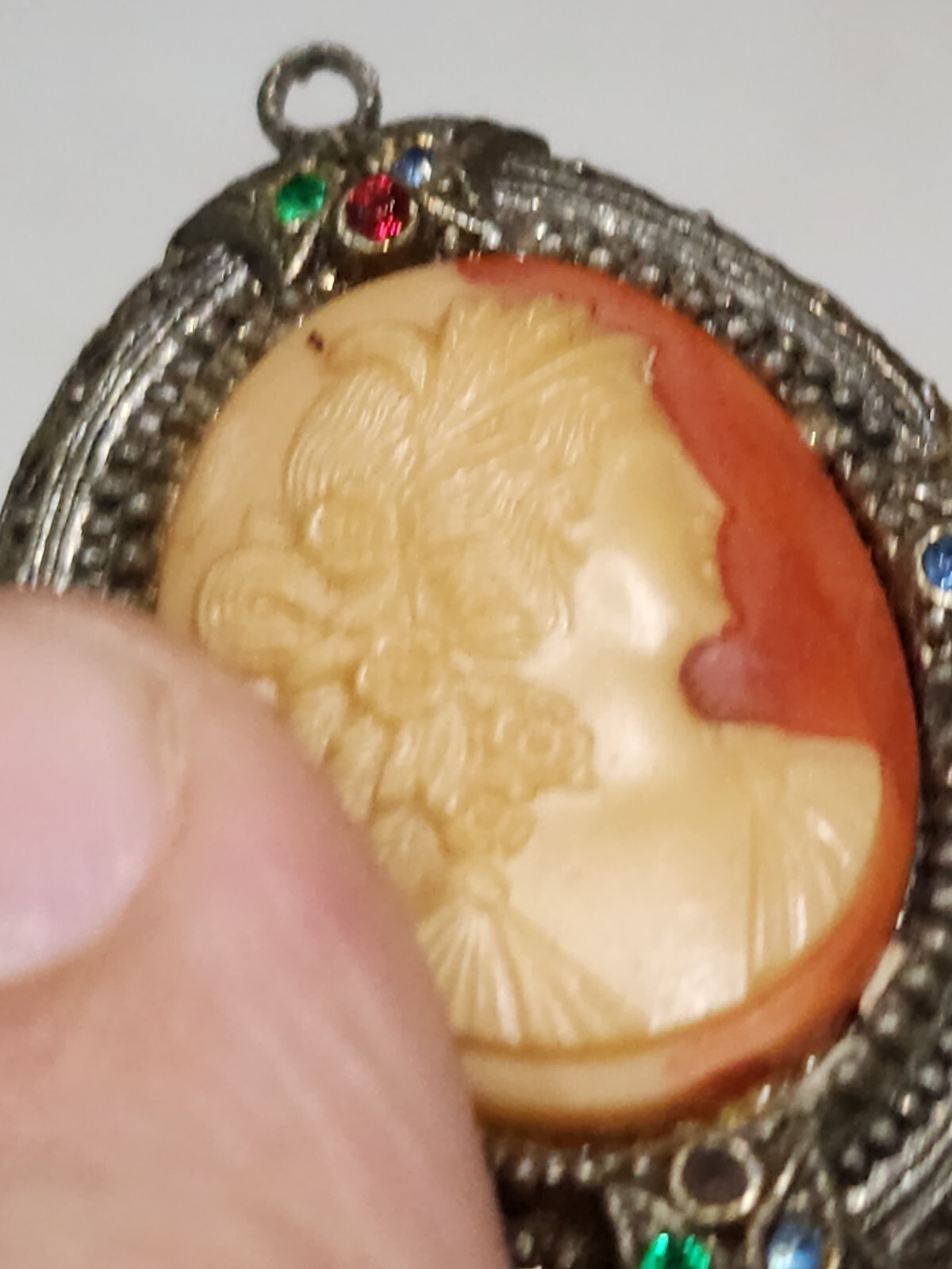 Cameo Brooch Pendant Locket New England Glass Works 1930’s