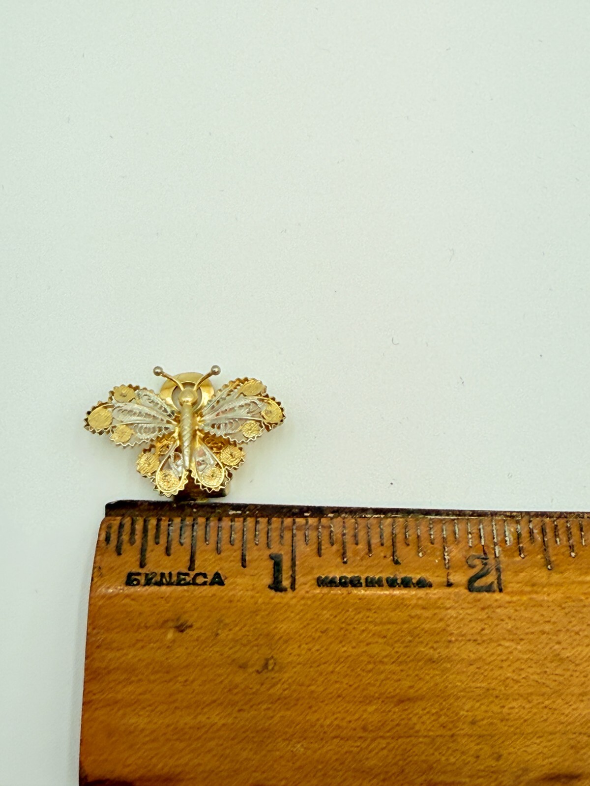 Antique 800 Silver Gold Wash Butterfly Filigree Link Bracelet & Clip On Earrings