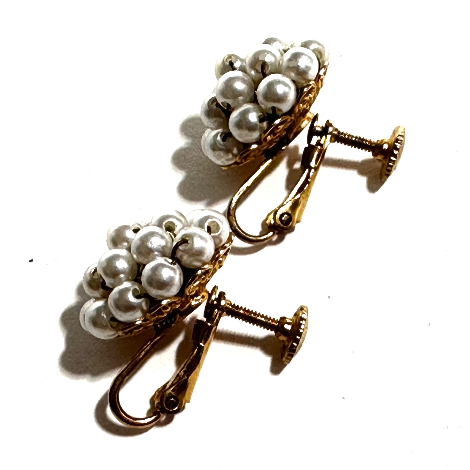 Vintage Hobe Faux Pearl Cluster Earrings Combo Clip On Screw Back Old Money