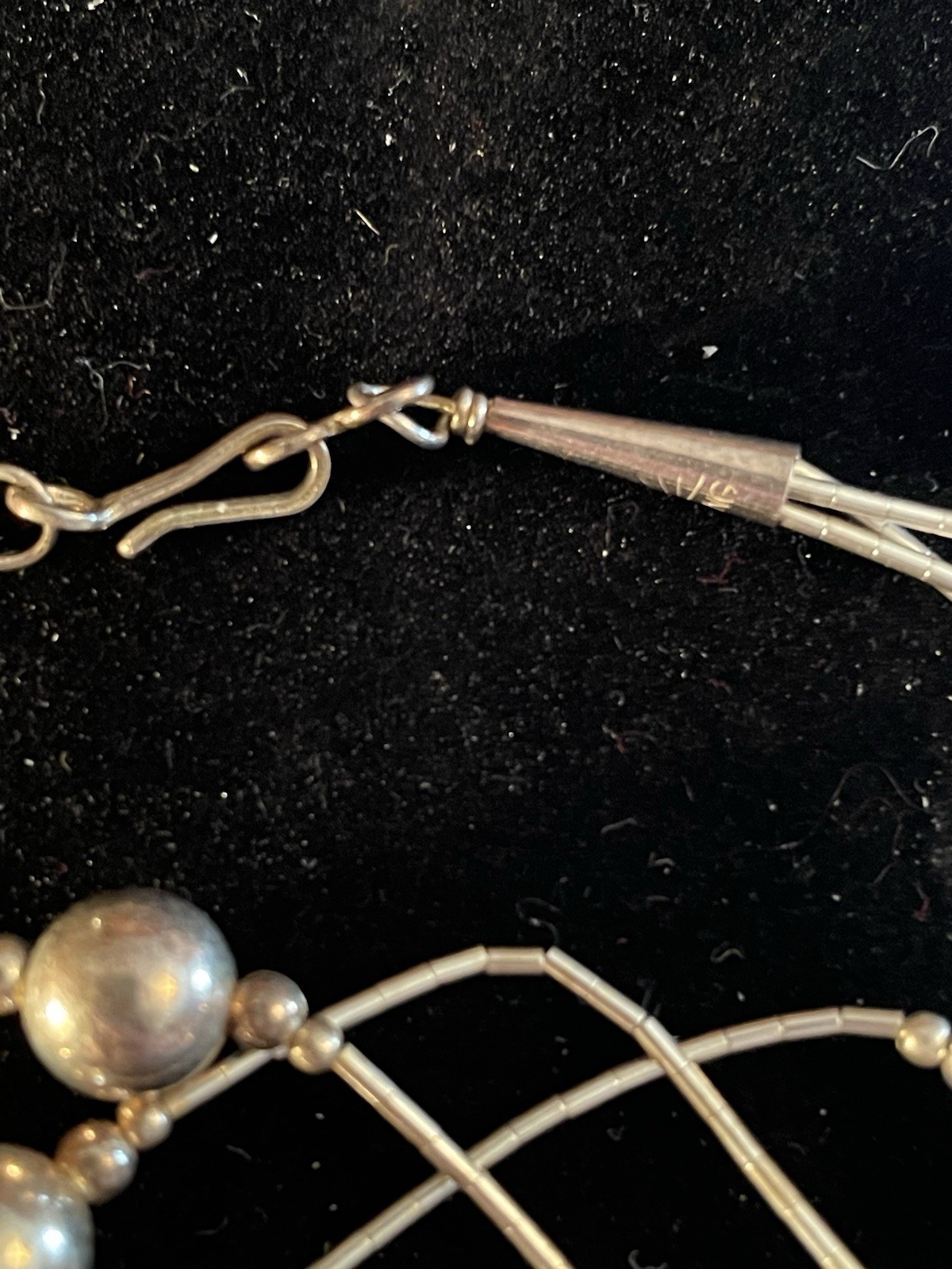 Vintage Liquid Silver Ball Beaded Necklace. Southwestern. 22 Inches