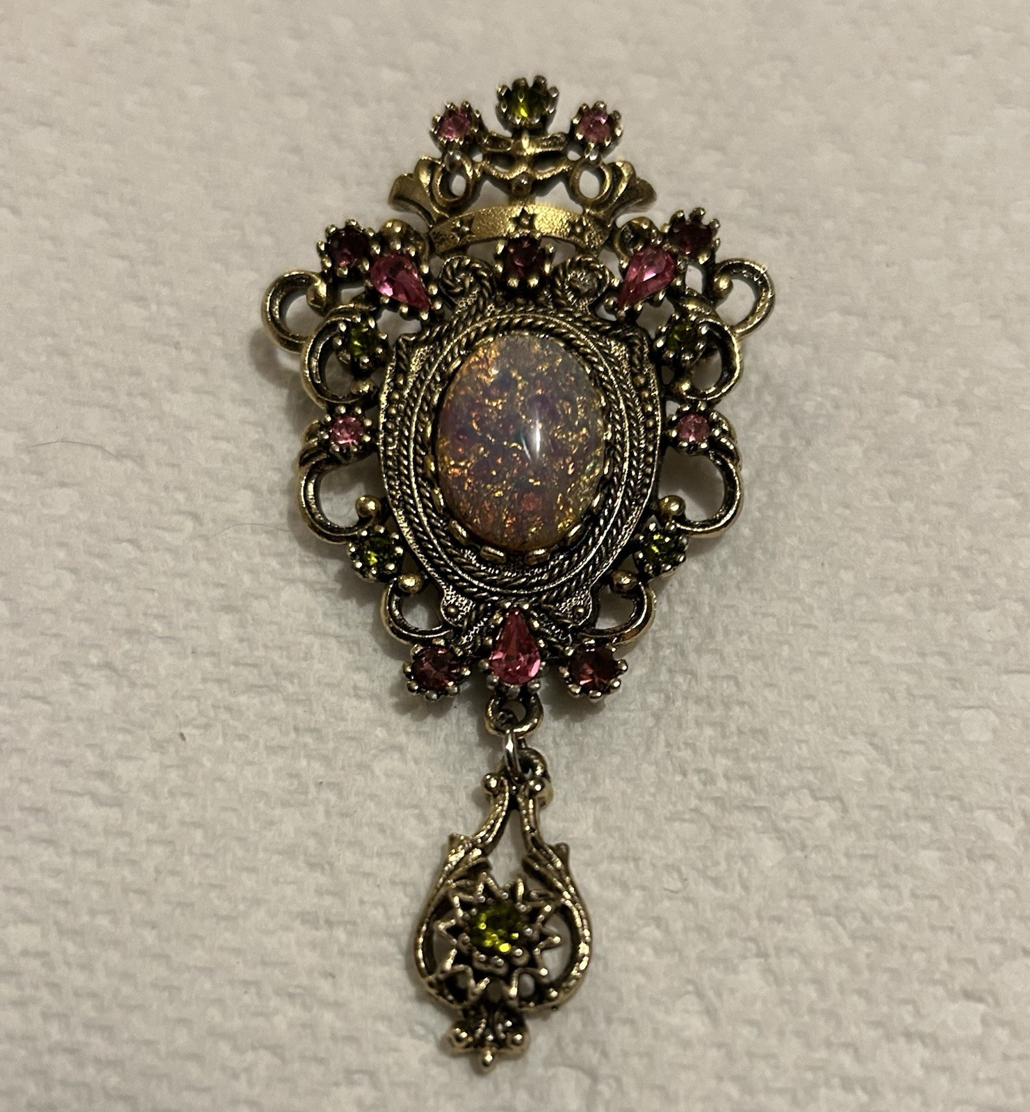 VINTAGE SARHA COVENTRY CROWN TOP BROOCH RINE STONES FREE SHIPPING USA