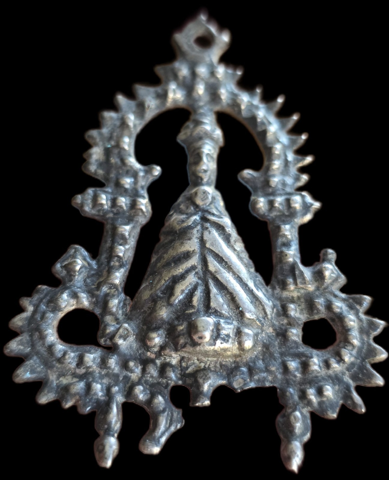 Fine Antique 18Th Century Silver Virgin Mary & Baby Jesus Pendant Ca 1700