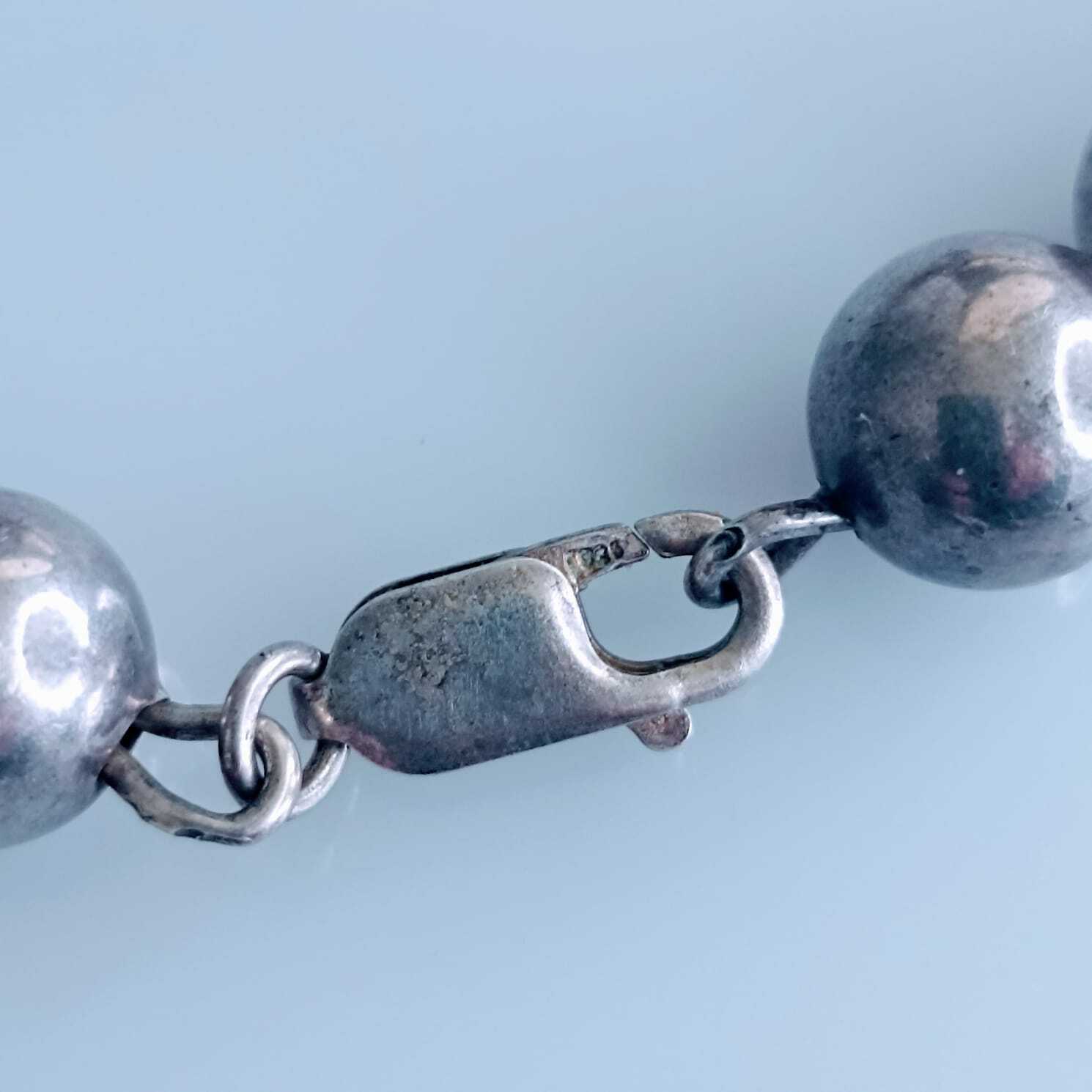 Vintage Pearl and Gray Hematite 8 Stranded Necklace with Sterling Silver Clasp