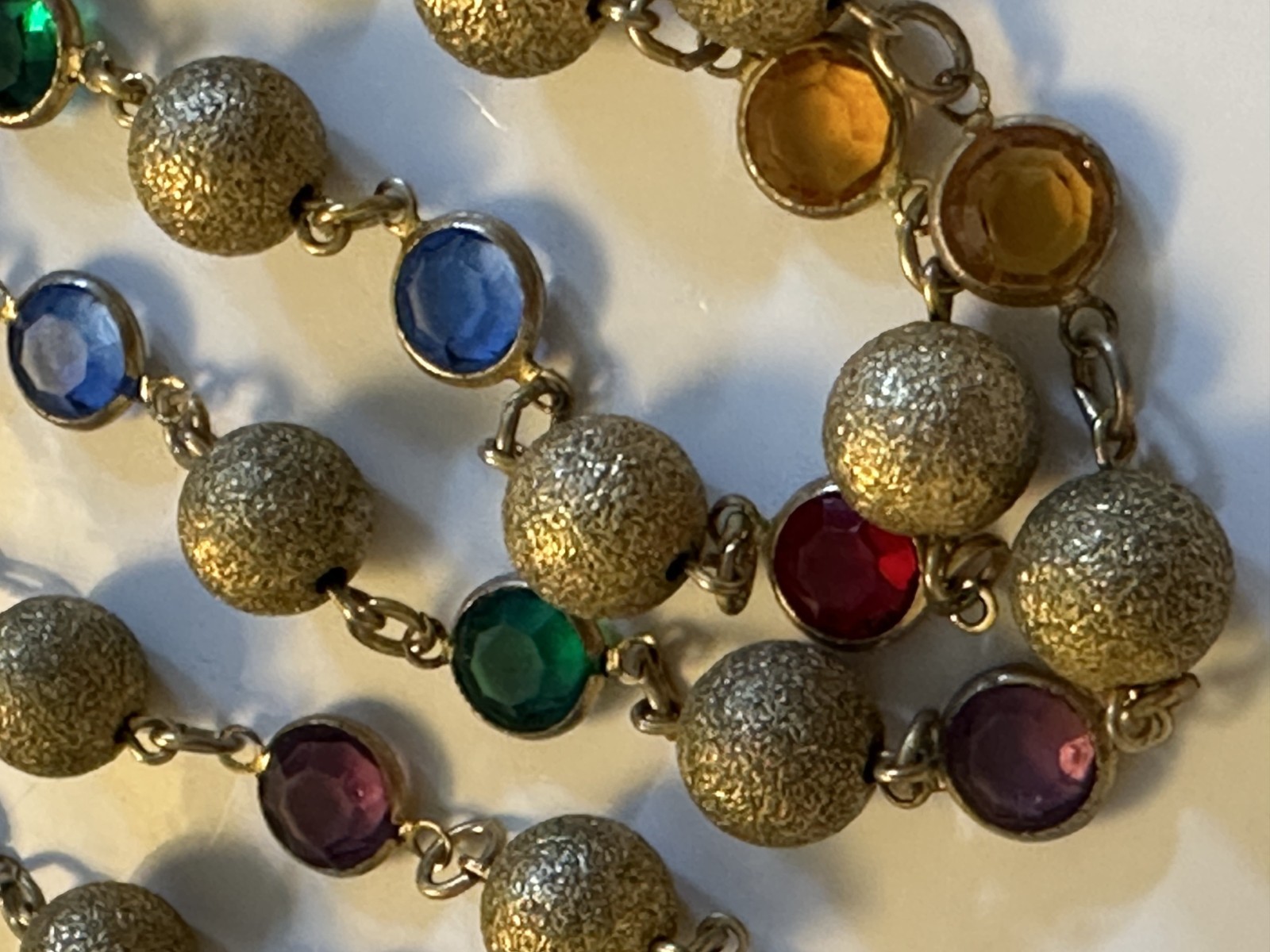 Vintage Austrian Crystal & Gold Beads 35″ Necklace