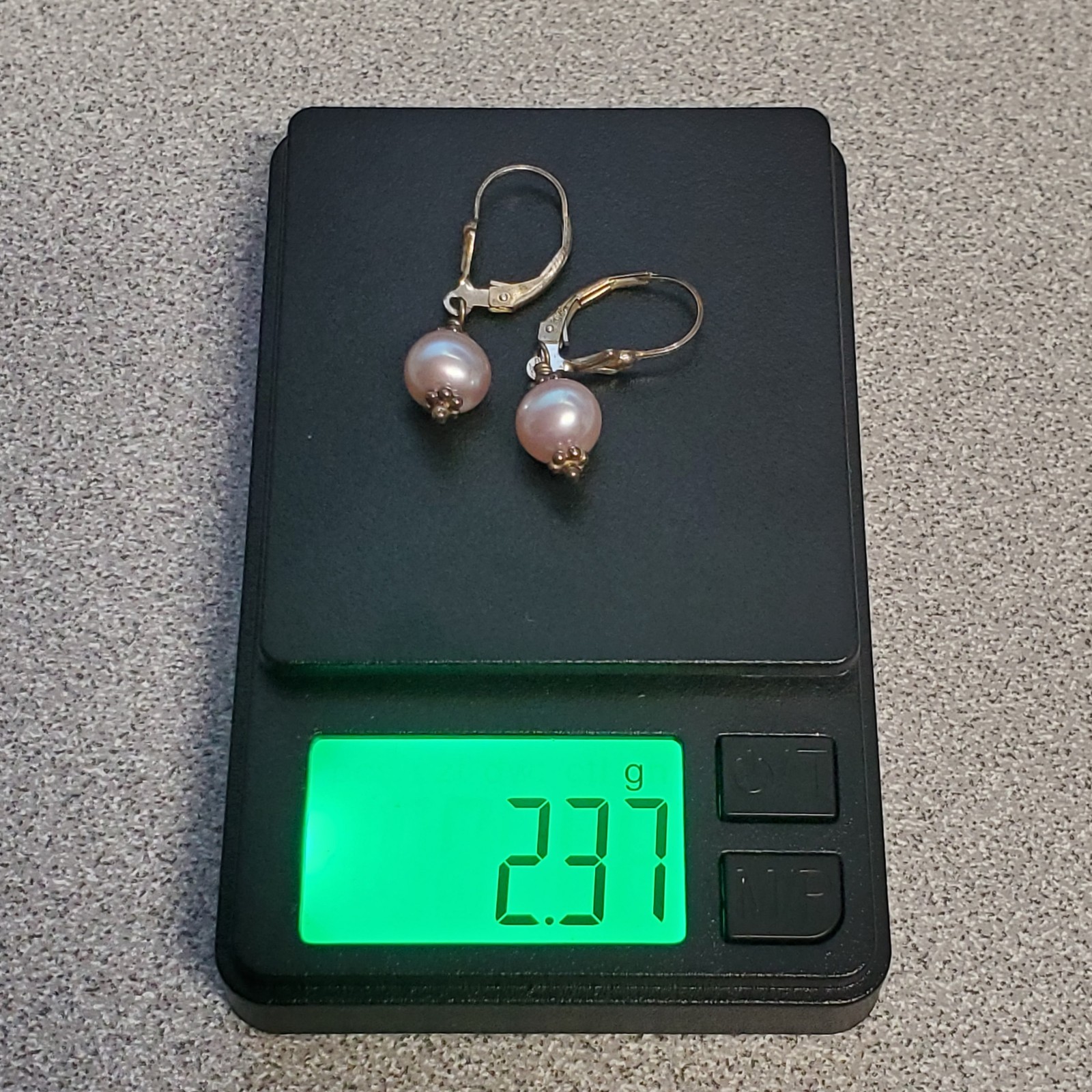 VTG 925 Pink Pearl Dangle Earrings 1.25in Drop Sterling Silver 2.3g Blush Estate