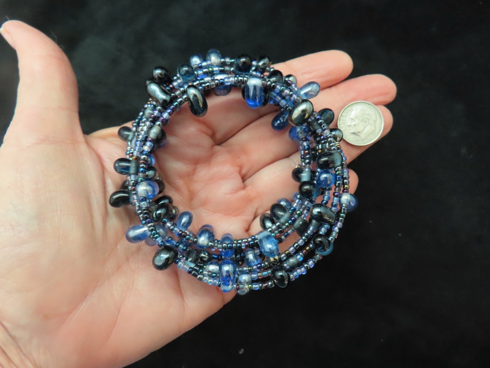 Vintage Multi Strand Wrap Bracelet w/Glass Beads