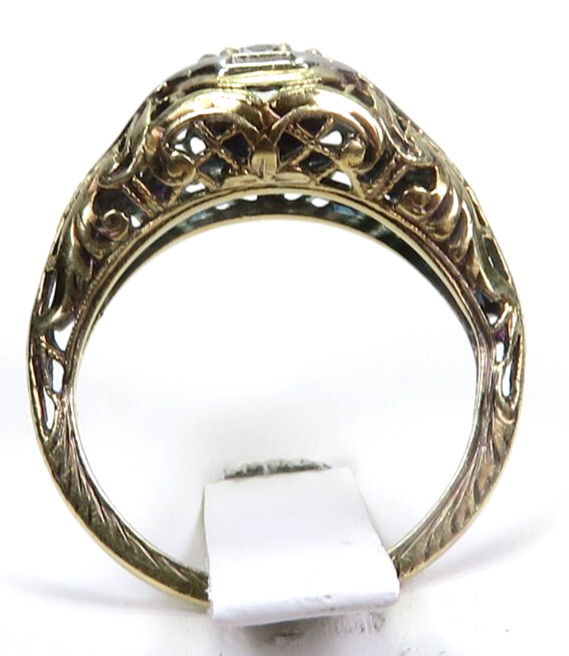 Antique 1920’s European Diamond 13KY/16KW Engagement Ring Size 4 UK-H dtd 1927