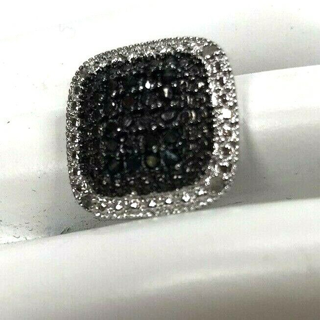 Vintage Sterling Silver Ring 925 DBJ Marcasite Diamond Pave Square Decco Sz 6