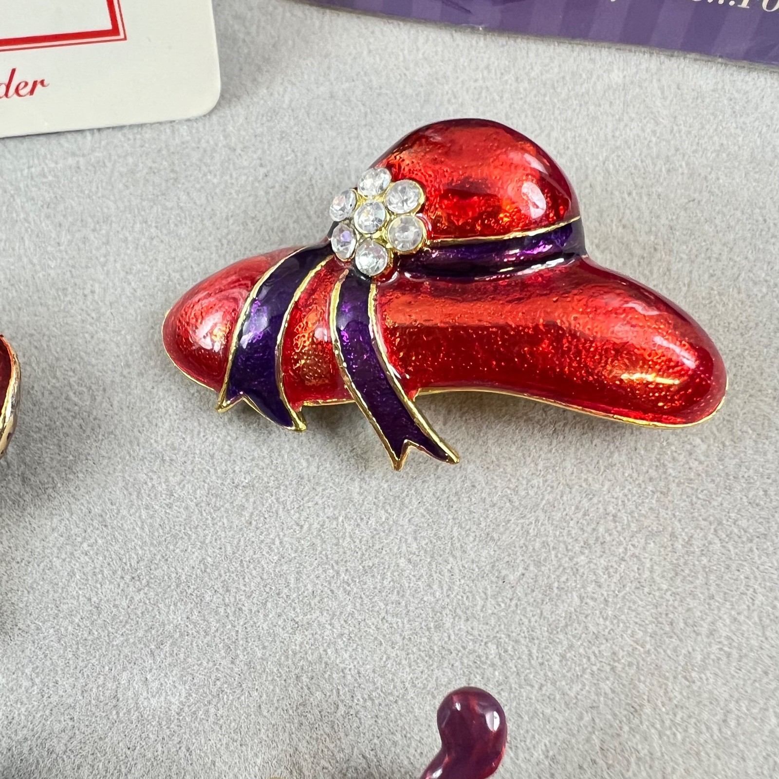 Red Hat Society Lot, Brooches Hat Pins Pendants Crystal Purple Multicolor *READ